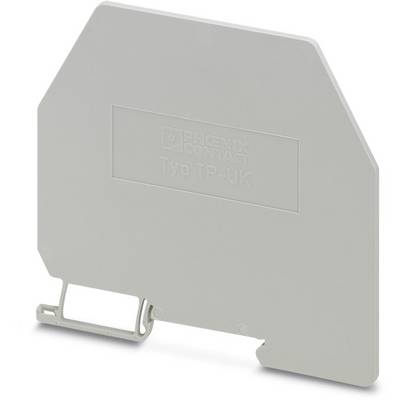 Capot de finition gris pour borne Phoenix Contact de type TP-UK, rectangulaire avec légère inclinaison, en plastique, avec dispositif de clip.