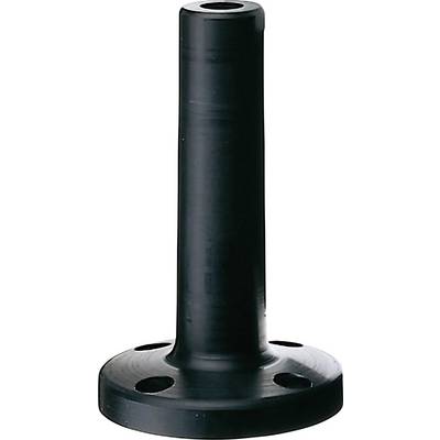 Un support cylindrique noir en plastique avec une base ronde et plusieurs trous.