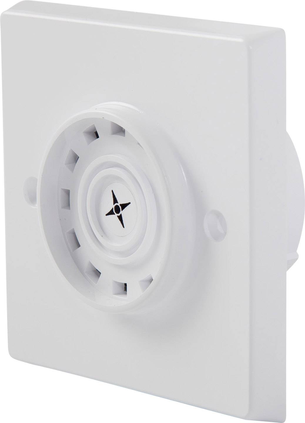 Une fente de ventilation blanche avec poignée rotative. Adaptée à la régulation des flux d'air dans les systèmes de ventilation.