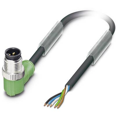 Un câble vert avec fiche électrique et embouts métalliques dénudés.