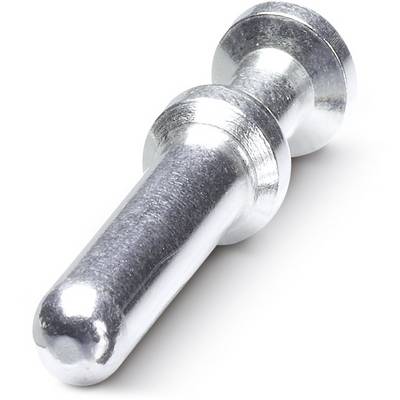 Stylo métallique de forme cylindrique avec des extrémités aplaties, devant un fond blanc.