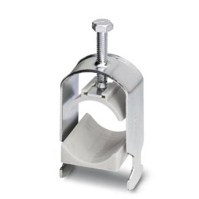 Pince de câble métallique avec vis, ouverture semi-circulaire pour la protection du câble.