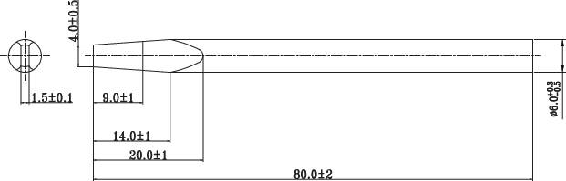 TOOLCRAFT Panne de fer à souder forme de crayon Taille de la panne 1.4 mm Longueur de la panne 27 mm Contenu 1 pc s 
