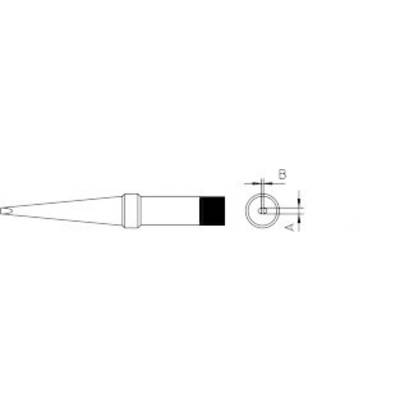 Dessin technique d'un profil de pointe de fer à souder avec différentes vues. Les dimensions 'A' et 'B' sont indiquées.