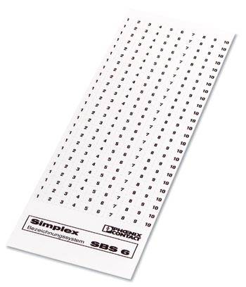 Carte de repérage Contenu: 10 pc(s) Phoenix Contact SBS 6:UNBEDRUCKT 1007222
