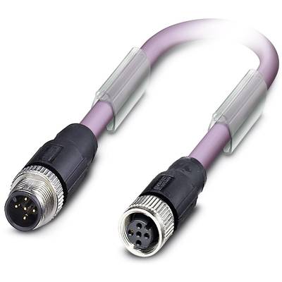 Un câble violet avec deux connecteurs noirs à chaque extrémité, adapté aux connexions industrielles.