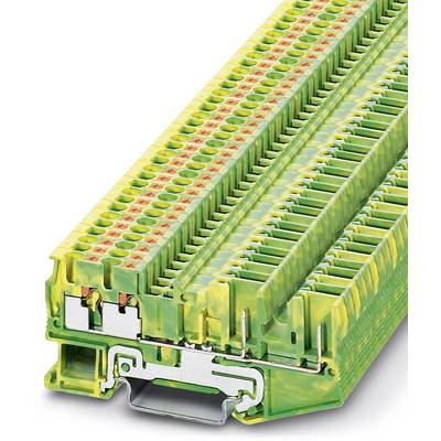 'Barrette de connexion de série en jaune et vert avec plusieurs points de connexion, utilisée pour des solutions de connexion électrique dans l'industrie.'