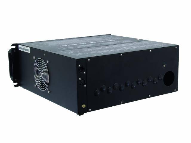 Un appareil électronique noir avec un ventilateur et différents ports à l'avant. Il semble destiné à des usages industriels.