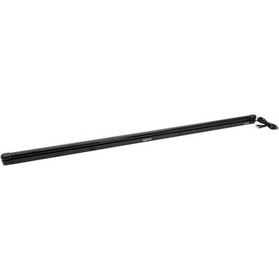 Une longue tige de chargeur noire avec câble secteur, connecteur Tamiya et deux bornes de charge pour chargeurs ou applications de modélisme.