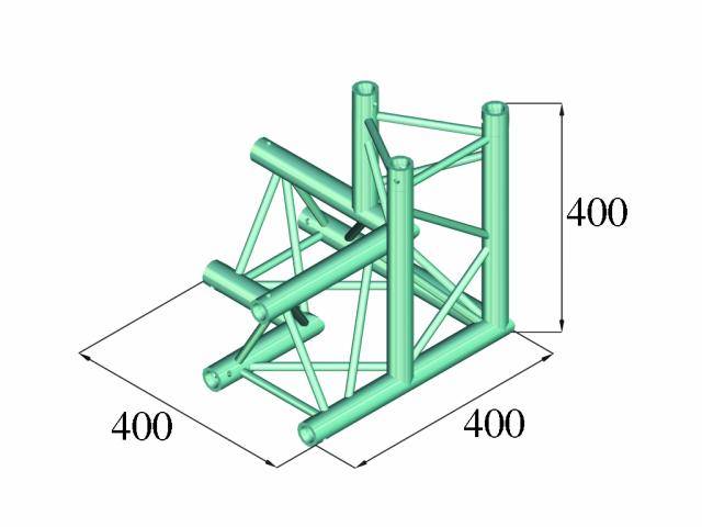 Un design de cadre métallique tridimensionnel vert clair avec une base carrée, composé de plusieurs entretoises. Dimensions : 400 x 400 x 400.
