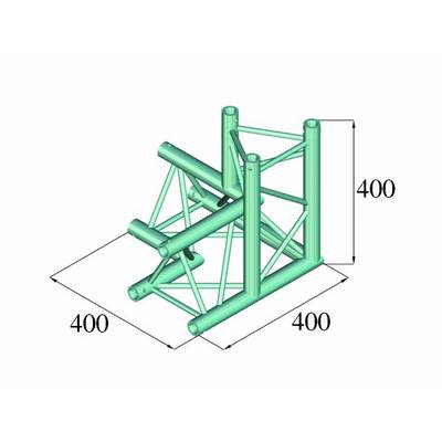 Un design de cadre métallique tridimensionnel vert clair avec une base carrée, composé de plusieurs entretoises. Dimensions : 400 x 400 x 400.