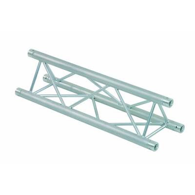 Un élément de support en aluminium argenté avec une structure de treillis triangulaire, couramment utilisé dans les techniques de scène et la construction d'expositions.