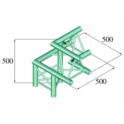 Représentation 3D d'un cadre en grille métallique. Le cadre présente des dimensions de 500 x 500 x 500 mm et montre une structure complexe.