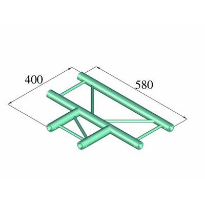 Un dessin technique d'un cadre tubulaire vert, avec les dimensions : largeur 400 et longueur 580.