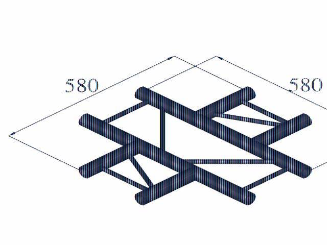 Motif géométrique abstrait avec des lignes et des angles entrelacés, dans un espace carré de 580 x 580 unités.