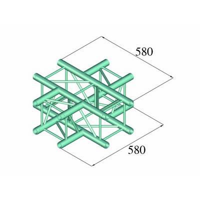 Dessin isométrique d'une grille d'acier diagonale, dimensions 580 x 580.