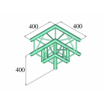 Modèle tridimensionnel d'une structure porteuse avec des tubes et des dimensions de 400 mm sur chaque côté et en hauteur.