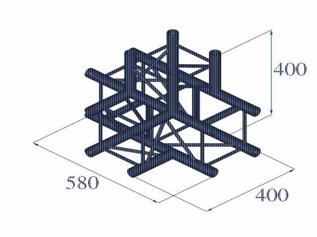 Structure de grille tridimensionnelle avec dimensions : Profondeur 580, Largeur 400, Hauteur 400.