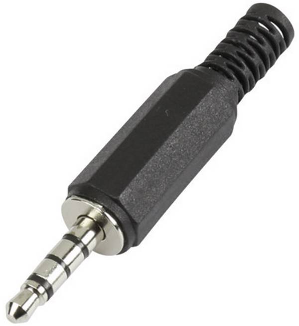 Jack 3.5 mm mâle, droit TRU COMPONENTS 595196 Nombre de pôles: 4 stéréo noir 1 pc(s)