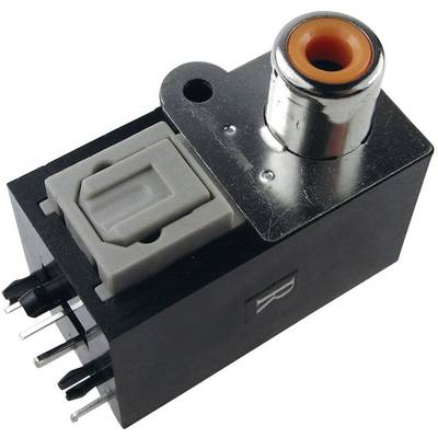 Un connecteur RCA noir et argenté avec plusieurs broches pour la transmission de signaux dans les appareils électroniques.