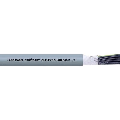 Câble gris portant l'inscription 'LAPP KABEL STUTTGART ÖLFLEX CHAIN 808 P CE' avec plusieurs conducteurs colorés visibles à l'extrémité.