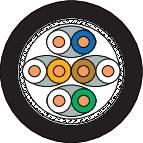 Un design avec cinq boules colorées (jaune, bleu, violet) disposées en motif circulaire sur un fond noir, au centre d'un cadre nuageux.