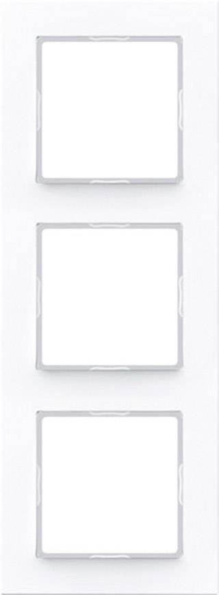 Cadre triple en plastique blanc pour interrupteurs ou prises, adapté à l'installation murale.