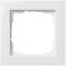 Cadre blanc carré vide avec des angles coupés sur fond blanc.
