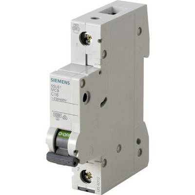 Disjoncteur Siemens, type 5SL61 MCB C16, adapté pour 230/400V. L'interrupteur est en position 'OFF', boîtier gris et noir.