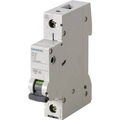 'Disjoncteur Siemens, modèle 5SL61. Désignation : Disjoncteur C16, Tension : 230/400V. Boîtier en plastique gris.'