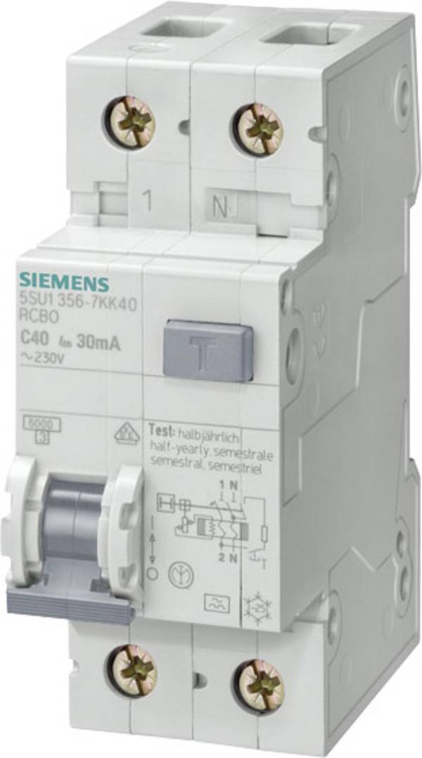 Siemens 5SU13566KK20 Interrupteur différentiel    2 pôles 20 A 0.03 A 230 V
