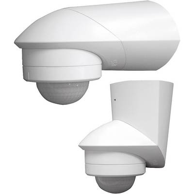 Deux détecteurs de mouvement blancs fixés sur un mur, positionnés pour une portée de détection maximale afin de surveiller une zone.