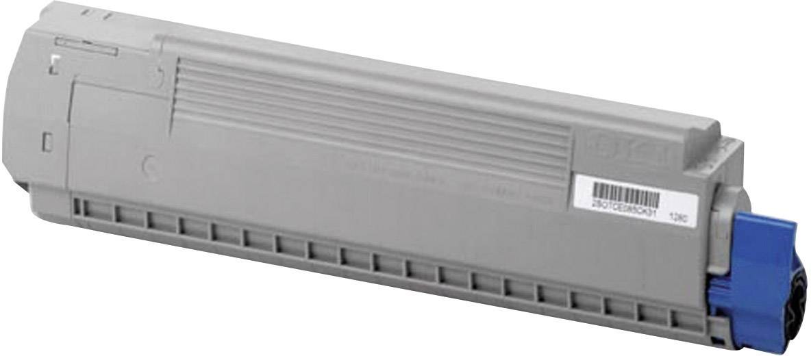 Cartouche de toner grise pour imprimante avec verrouillage bleu, compatible avec les modèles Okidata.