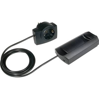 Interrupteur au pied noir avec câble et fiche pour appareils électriques, permettant la mise en marche et l'arrêt par simple pression du pied.
