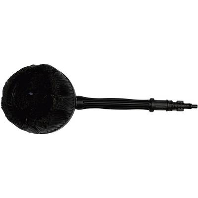 Brosse de lavage noire et ronde pour voiture, avec manche long, adaptée au nettoyage des surfaces de véhicules.