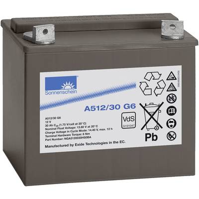 Batterie au plomb 12 V 30 Ah GNB Sonnenschein A512/30 G6 plomb-gel (l x H x P) 197 x 180 x 132 mm raccord à vis M6 sans 