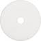 Disque rond et plat de couleur blanche avec un trou central ; pourrait être un tampon de ponçage ou de polissage.