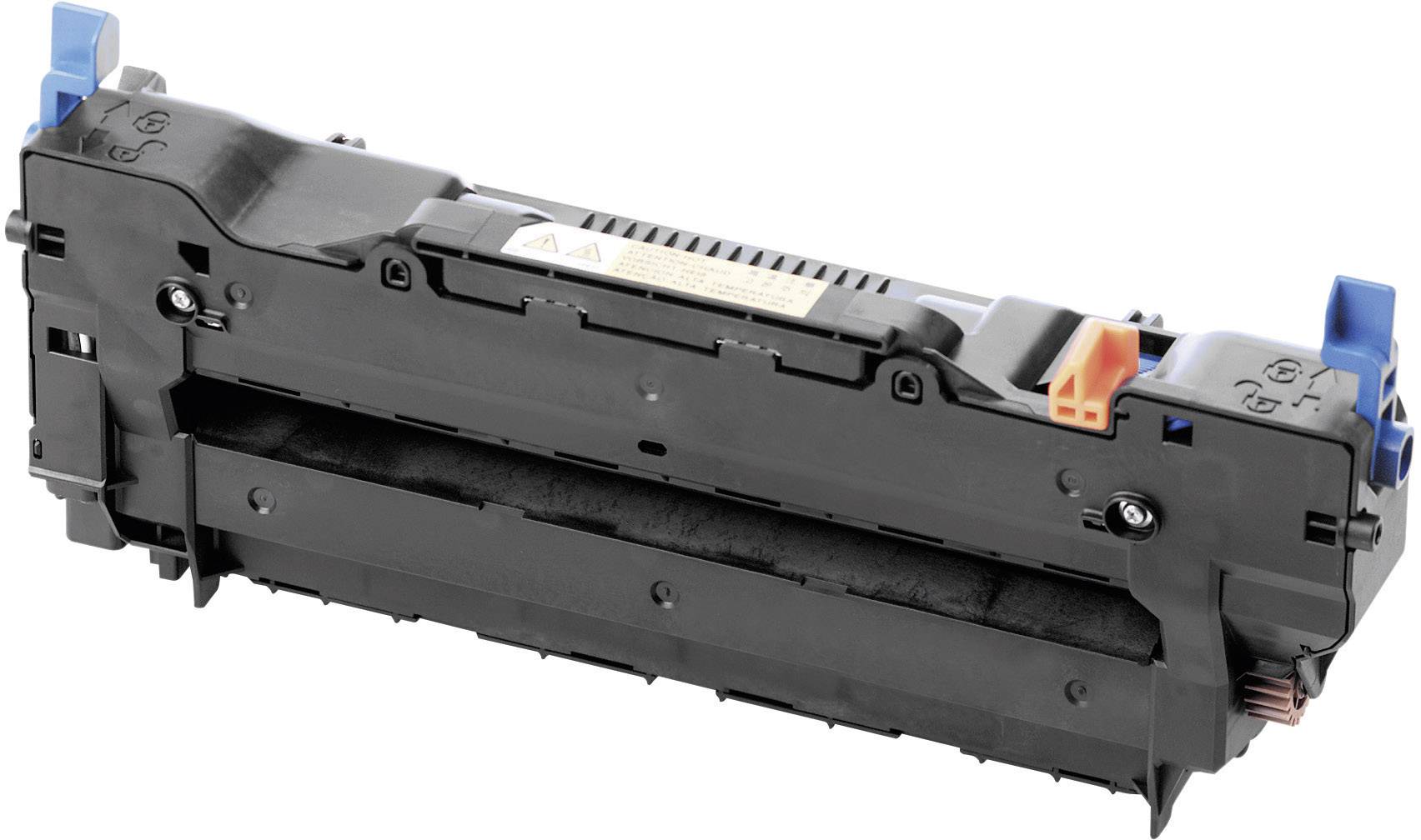 Image d'un module de cartouche de toner noir avec des clips de fixation bleus et oranges.