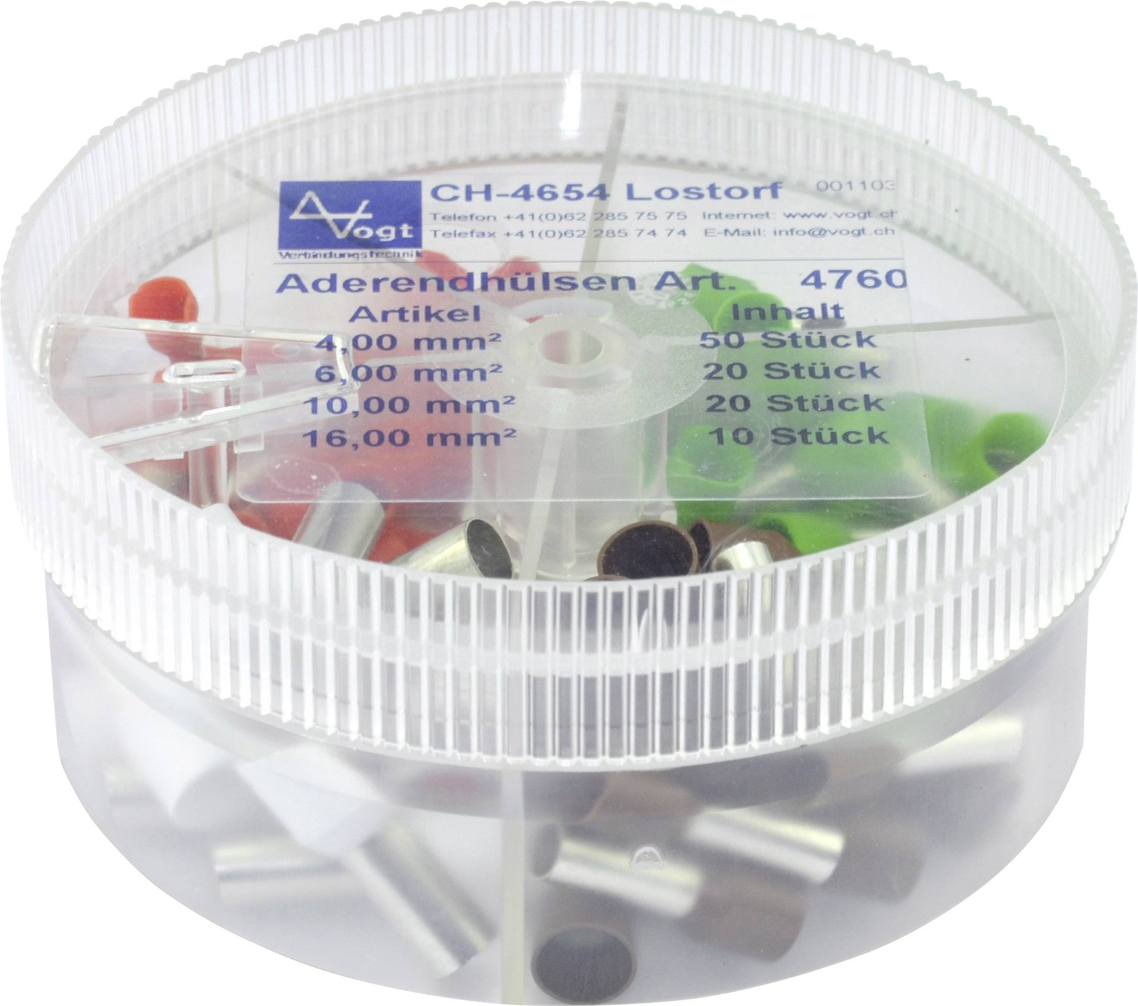 Assortiment d'embouts simples Vogt Verbindungstechnik 4760 orange, vert, marron, ivoire 100 pc(s)