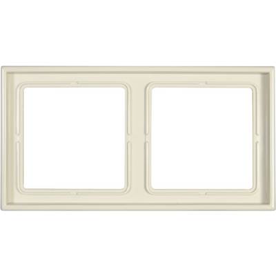 Cadre de commutateur double en beige avec des découpes rectangulaires pour interrupteurs ou prises. Adapté à l'aménagement intérieur.