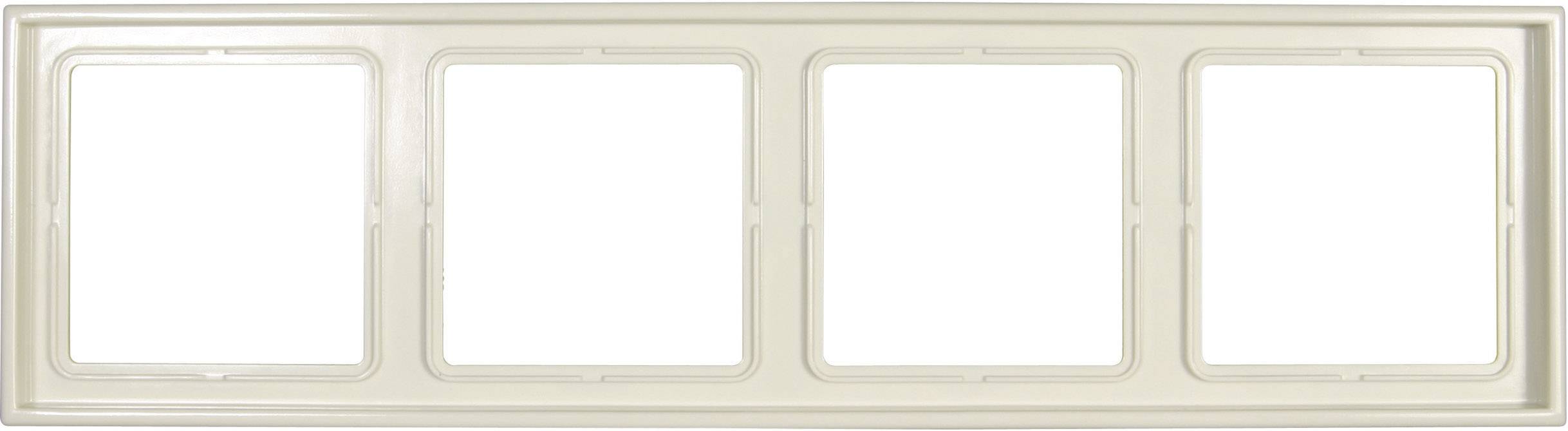 Cadre en plastique quadruple, beige, rectangulaire. Adapté pour interrupteurs ou prises électriques.