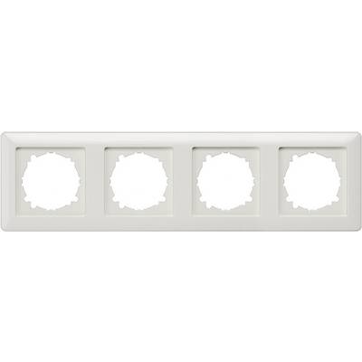 Cadre quadruple pour prises électriques, blanc, adapté à l'installation murale.