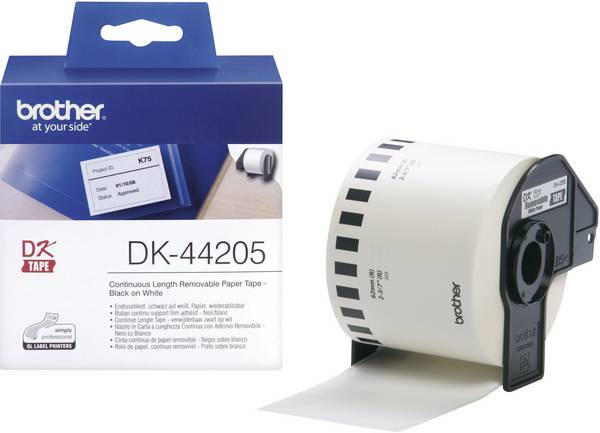 Brother DK-44205 Rouleau d'étiquettes 62 x 62 mm papier blanc 1 pc(s) décollable DK44205 Etiquette universelles