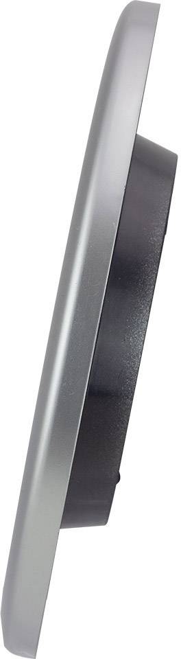 Vue latérale d'un objet arrondi avec un bord gris et un intérieur noir, probablement un dispositif technique.