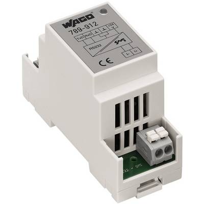 Un module gris avec des connexions, probablement pour rail DIN. Inscription en haut : '789-912', 'RS232'. Nom du fabricant 'WAGO'.