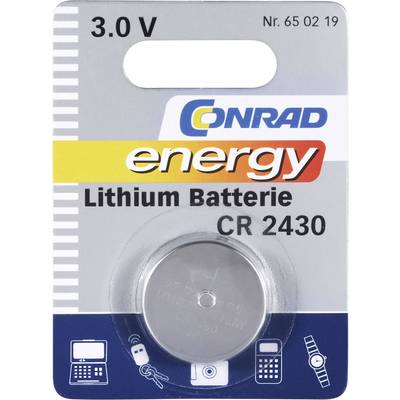 Pile bouton CR 2430 lithium Conrad energy 270 mAh 3 V 1 pc(s)