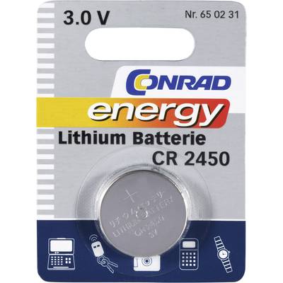 Pile bouton CR 2450 lithium Conrad energy 600 mAh 3 V 1 pc(s)