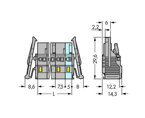 Boîtier femelle pour câble série 231 WAGO 231-202/037-000 Nbr total de pôles 2 Pas: 7.50 mm 50 pc(s)