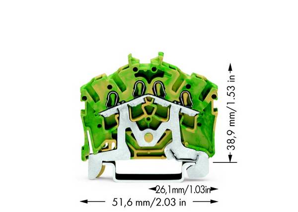 Borne pour conducteur de protection WAGO 2002-6407 5.20 mm ressort de traction Affectation: terre vert, jaune 100 pc(s)