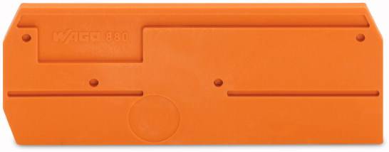 Couvercle en plastique orange portant l'inscription 'WAGO 880', destiné apparemment à protéger des connexions ou des composants électriques.